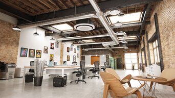 Modernes Büro mit runder 360° Deckenkassette Klimaanlage für gleichmäßige Kühlung | © Samsung